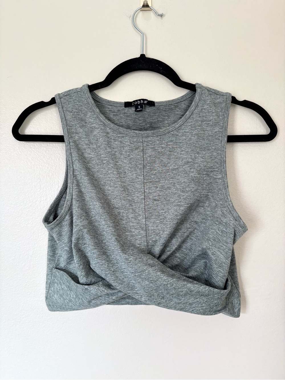 Zobha Heather Green Twist-Front Cropped Tank